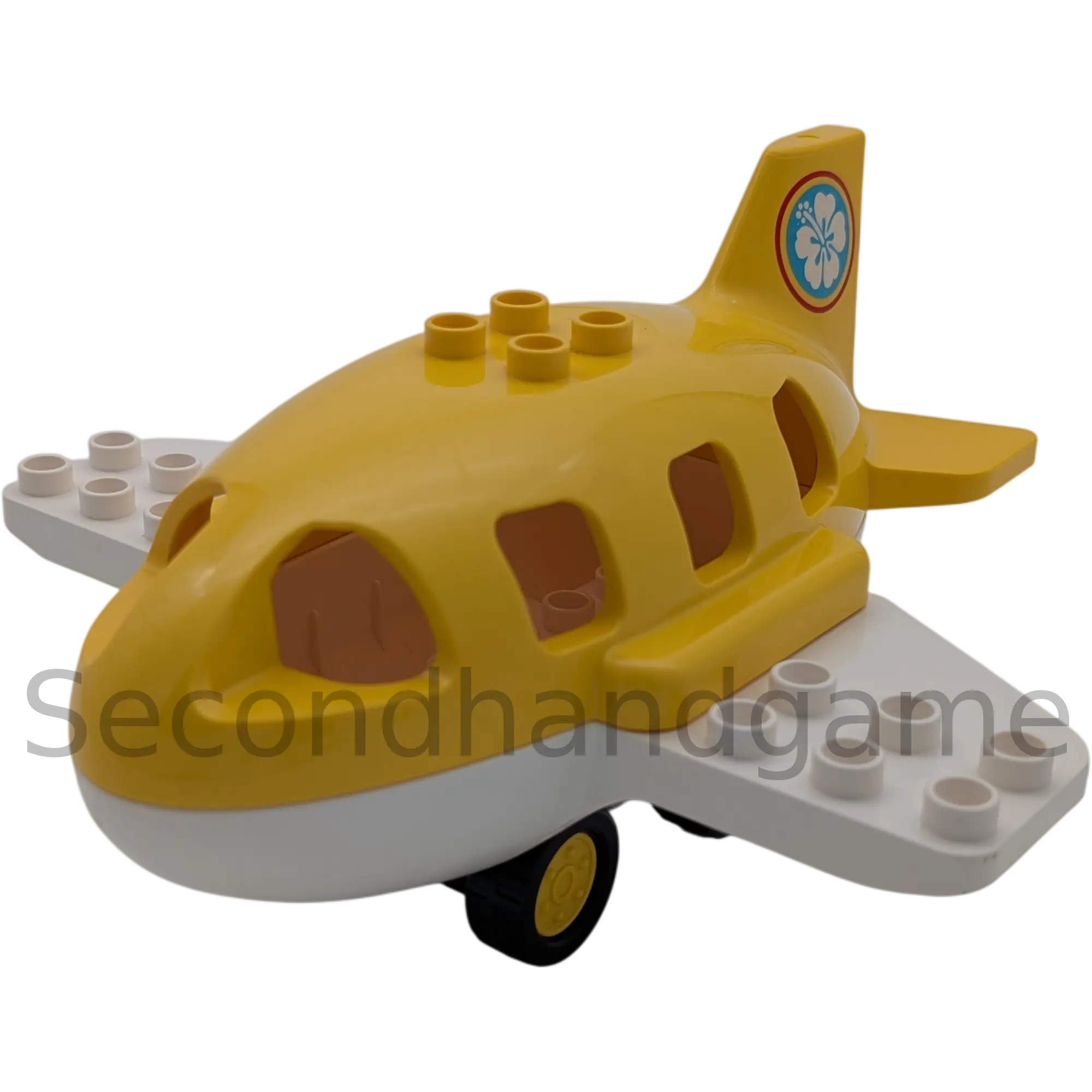 Lego Duplo Flugzeug Gelb Weiß mit hellblauer Blume