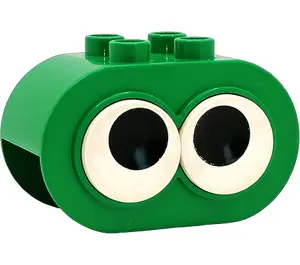 Lego Duplo Stein 2x4x2 abgerundet bewegliche 3D Augen Grün B-Ware 6448