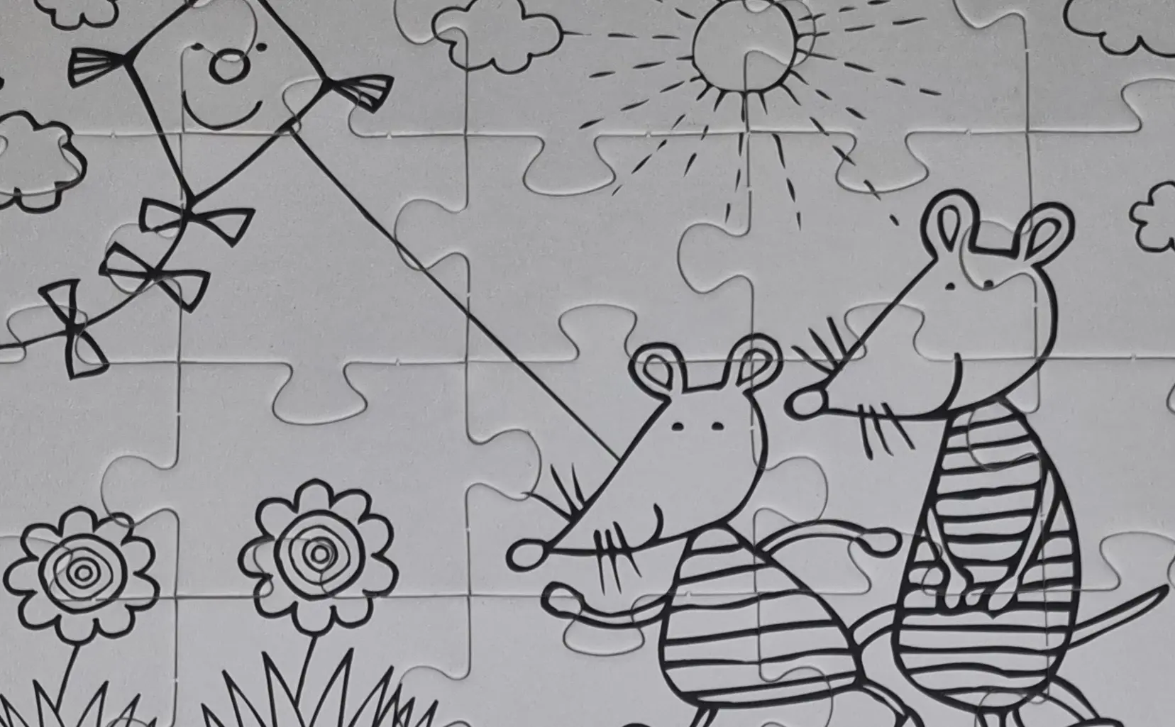 Rahmenpuzzle 20 Teile Mäuse beim Spaziergang Unikat