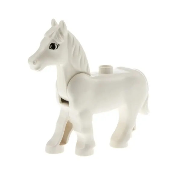 Lego Duplo Pferd weiß mit beweglichem Kopf