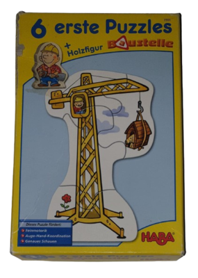 Haba 6 erste Puzzle + Holzfigur Baustelle 3901