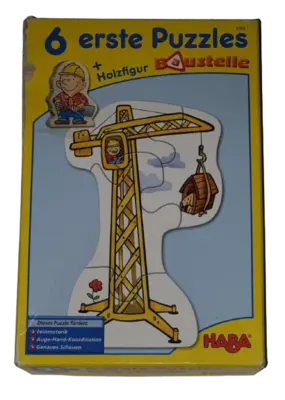 Haba 6 erste Puzzle + Holzfigur Baustelle 3901