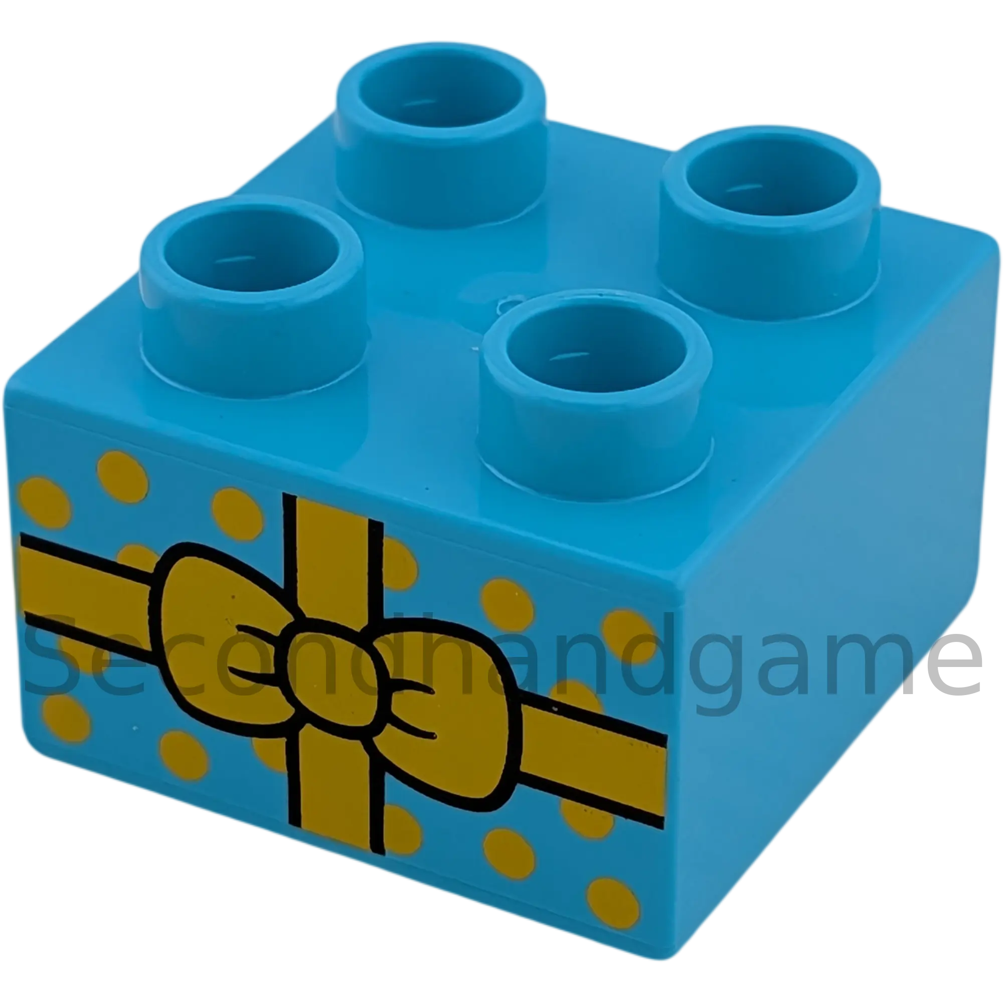 Lego Duplo 2x2 Stein Azur Geschenk mit gelber Schleife