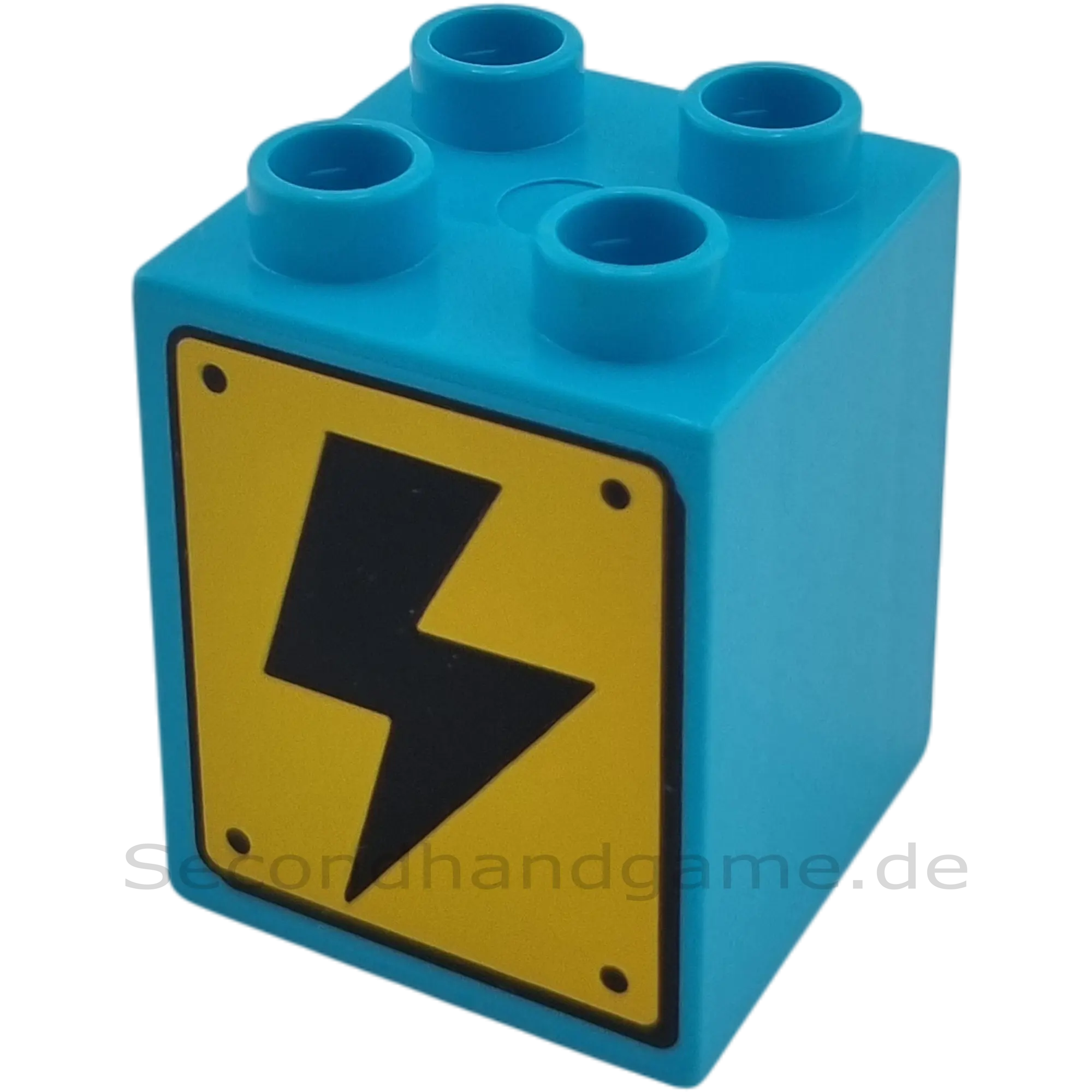 Lego Duplo 2x2x2 Doppelstein Azur Schild Gelb Schwarz Blitz