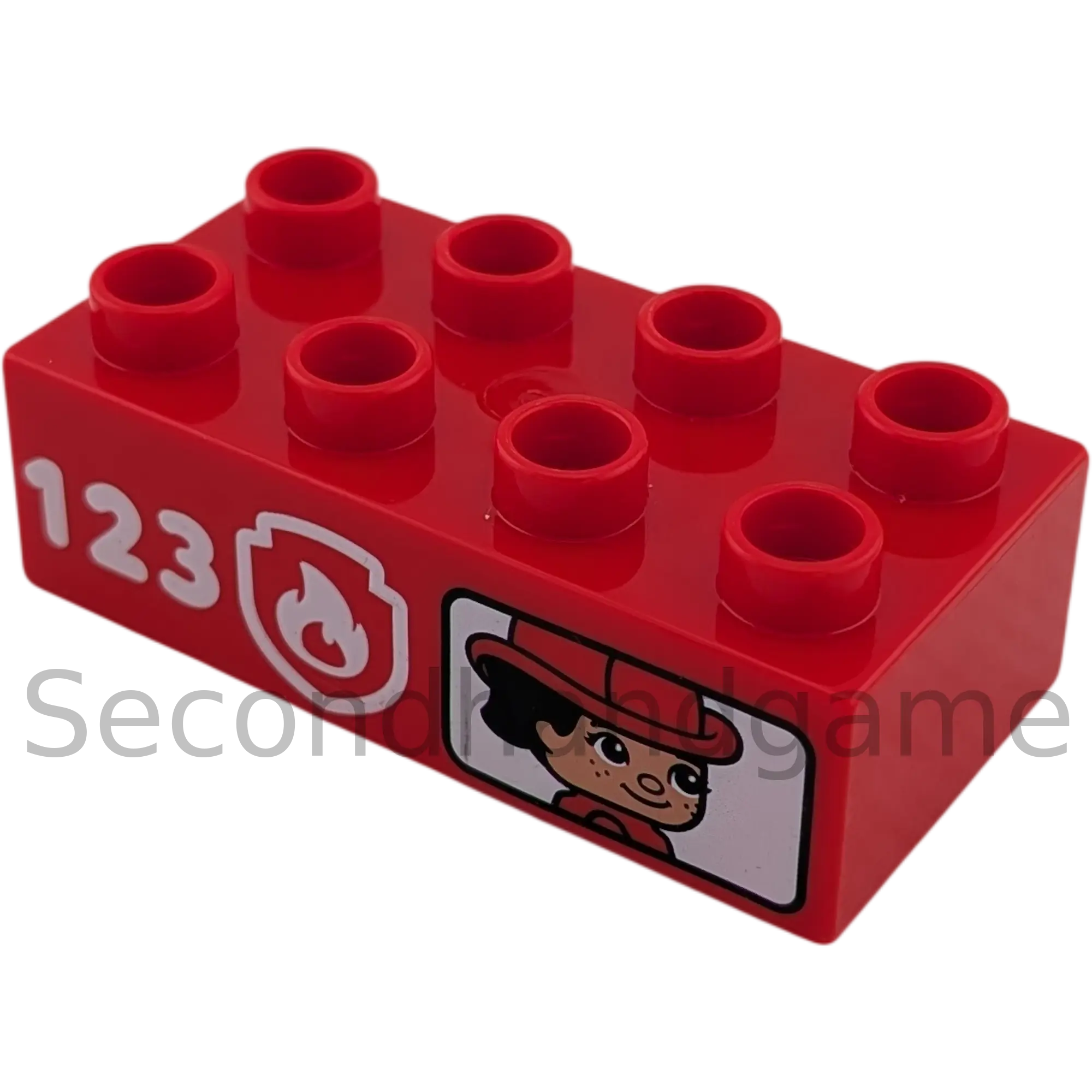 Lego Duplo Baustein 2x4 Rot mit Feuerwehr 123