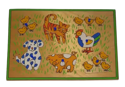 IKEA Lurig Holzpuzzle mit Griff Küken, Schwein, Hund 9 Teile