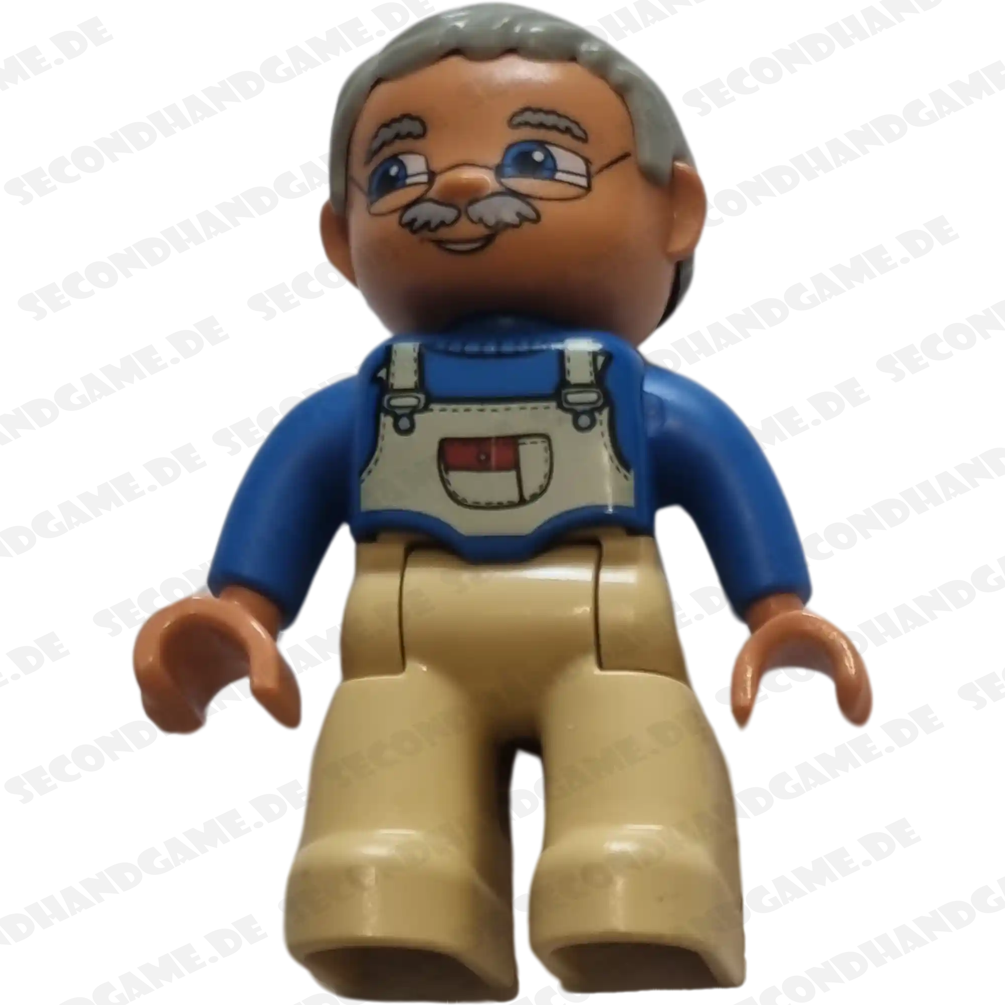 Lego Duplo Figur 643H9 Großvater Opa mit grauen Haaren und Latzhose und Bart