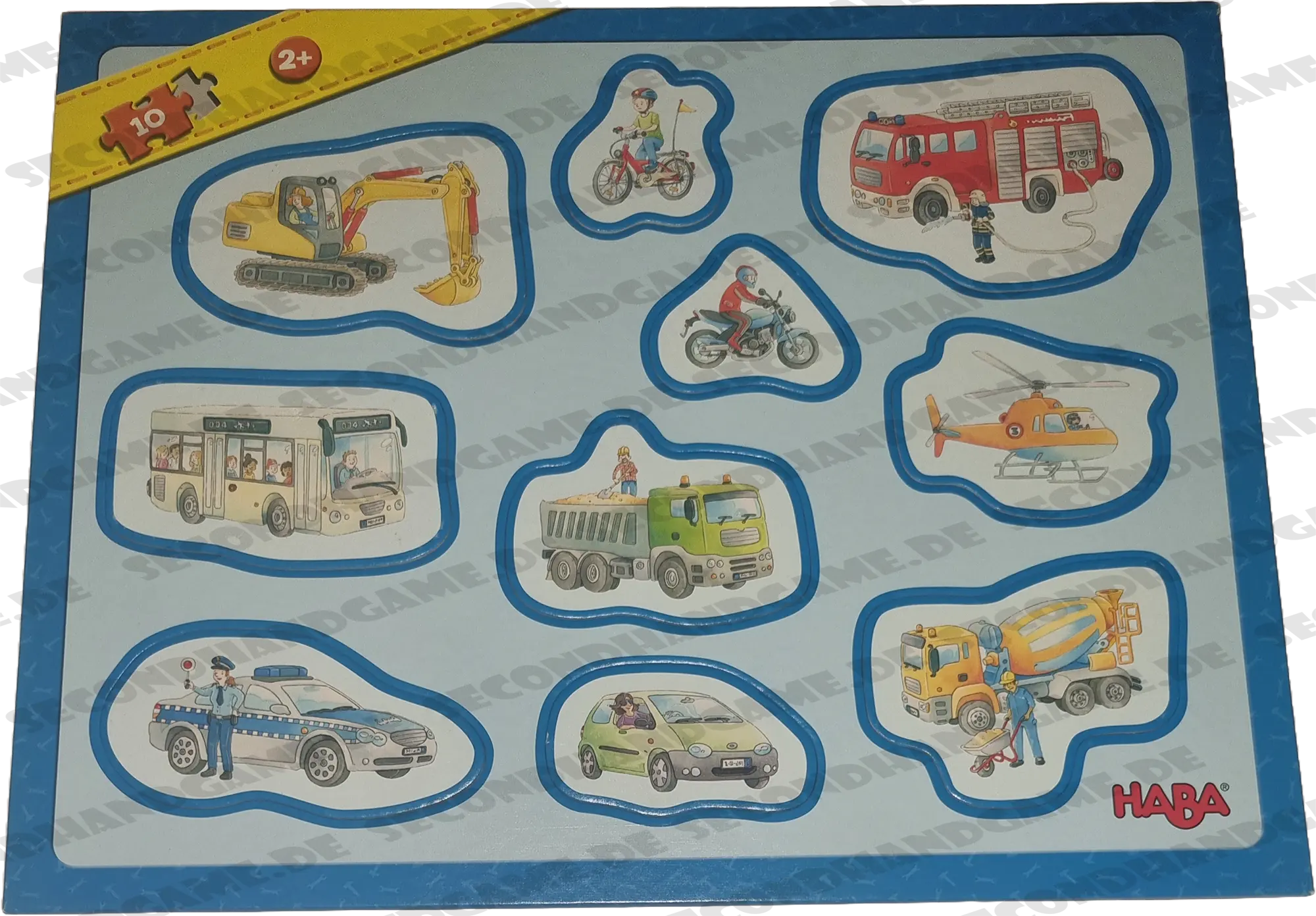 Haba Rahmenpuzzle Grifflochpuzzle 10 Teile Fahrzeuge 302840