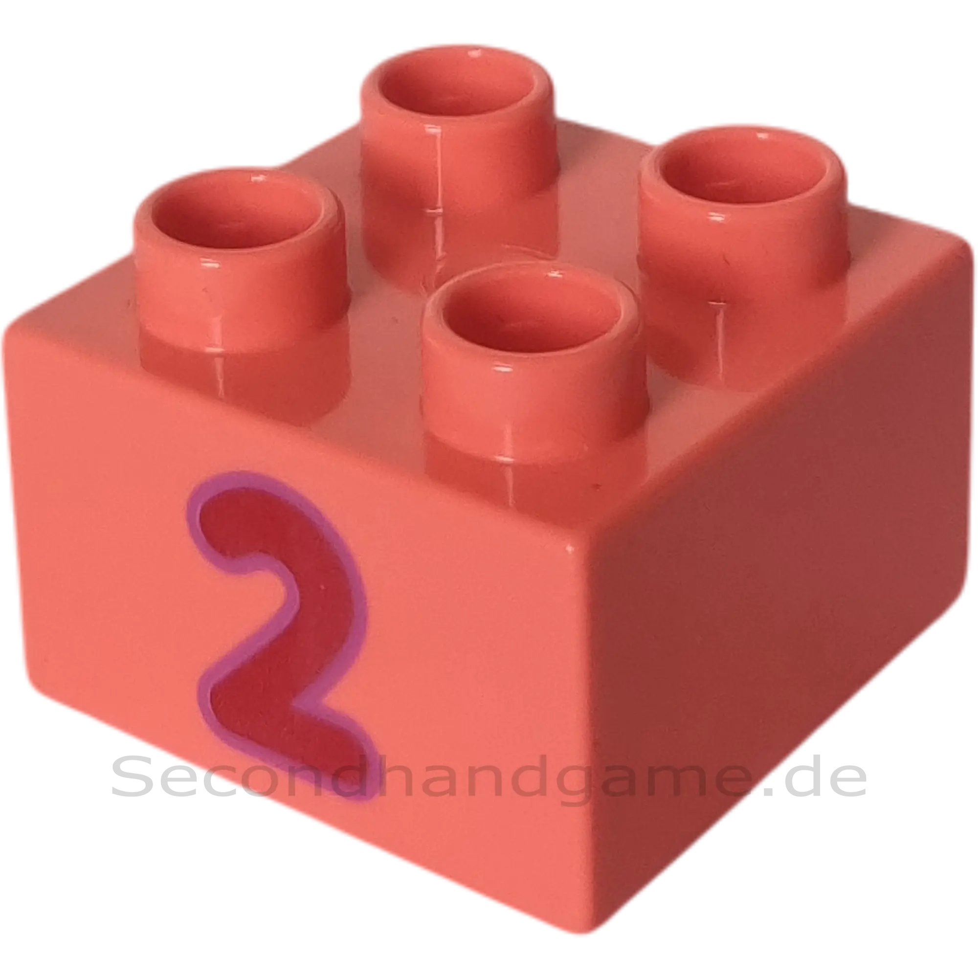 Lego Duplo 2x2 Stein 3437 Knallpink Lachsfarben mit Zahl 2