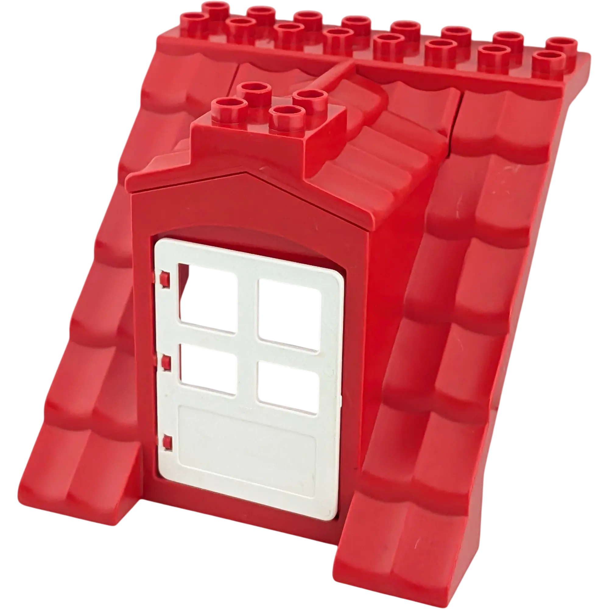 Lego Duplo Seitenteil Dachfenster 225J4 Rot mit Balkontür Weiß