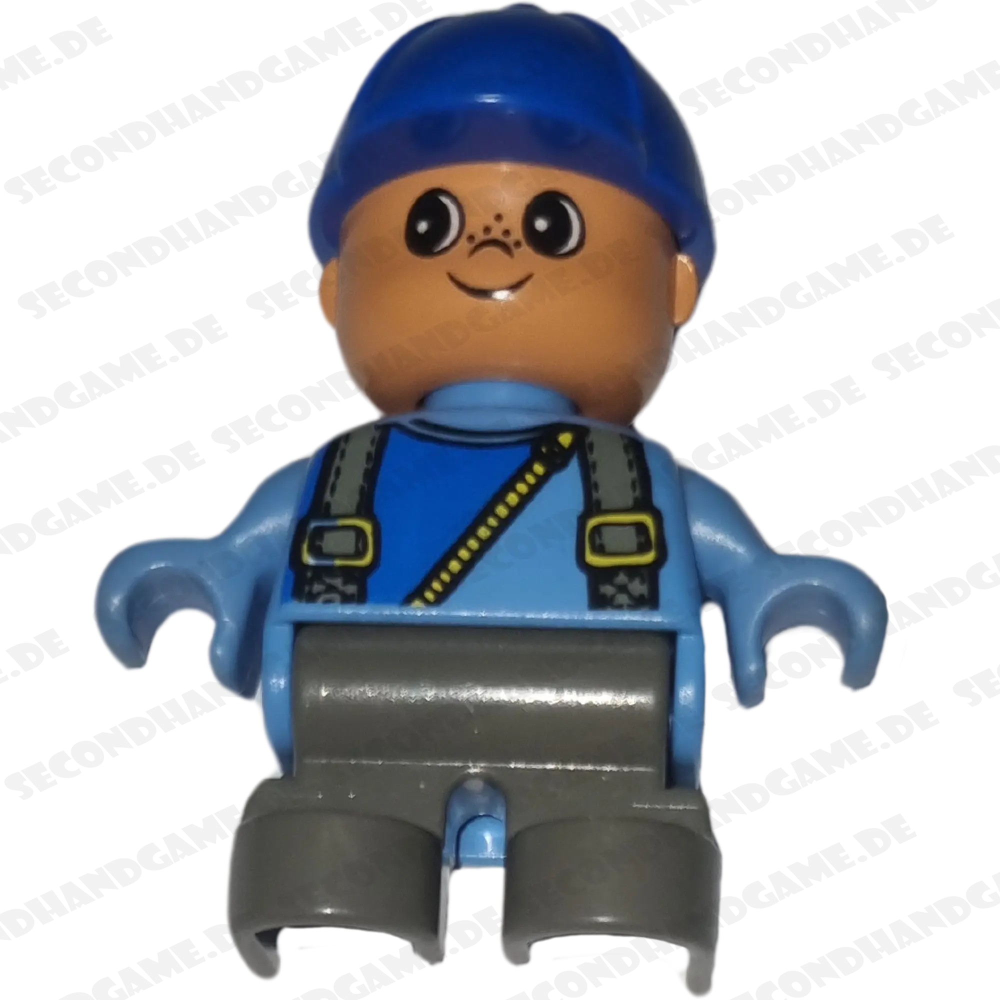 Lego Duplo Figur Kind Junge mit Latzhose und Cape Blau Grau