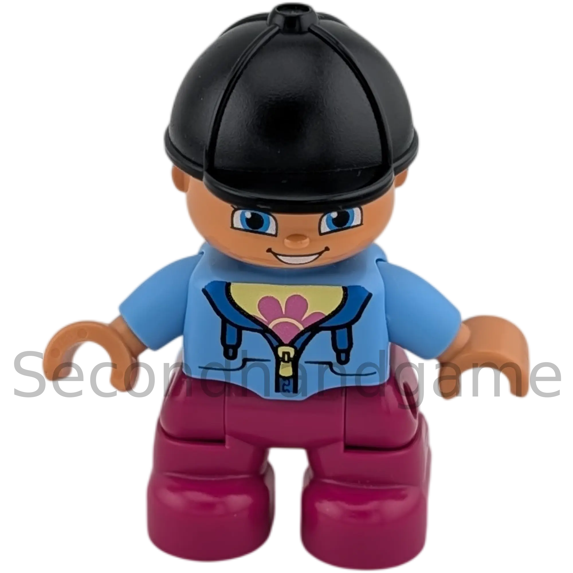 Lego Duplo 509H6 Mädchen mit schwarzer Cappe, blaue Jacke, pinke Hose