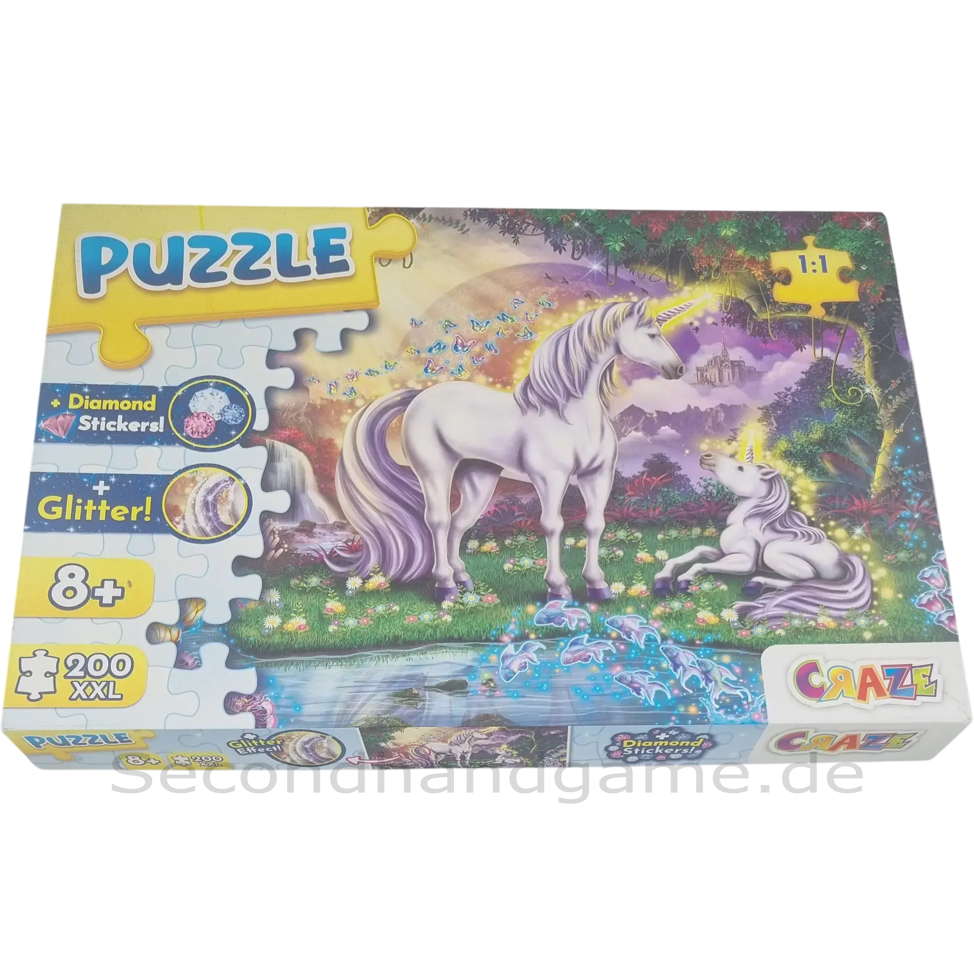 CRAZE Puzzle Einhorn mit Fohlen 200 XXL Teile 30226, ab 8 Jahren
