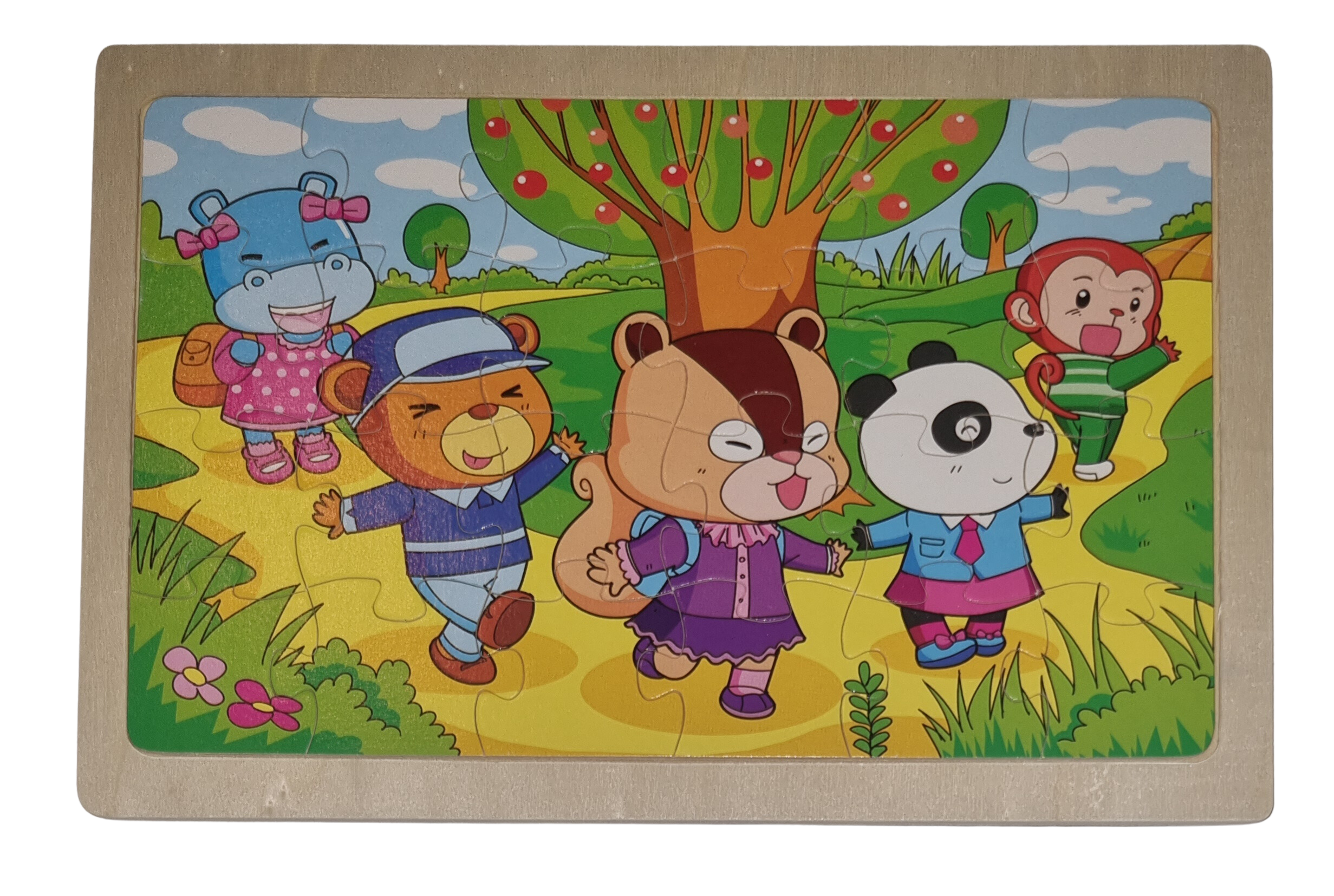 Holzpuzzle 24 Teile 5 Freunde beim Sparziergang