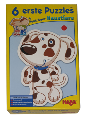 Haba 6 erste Puzzle + Holzfigur Haustiere 3902