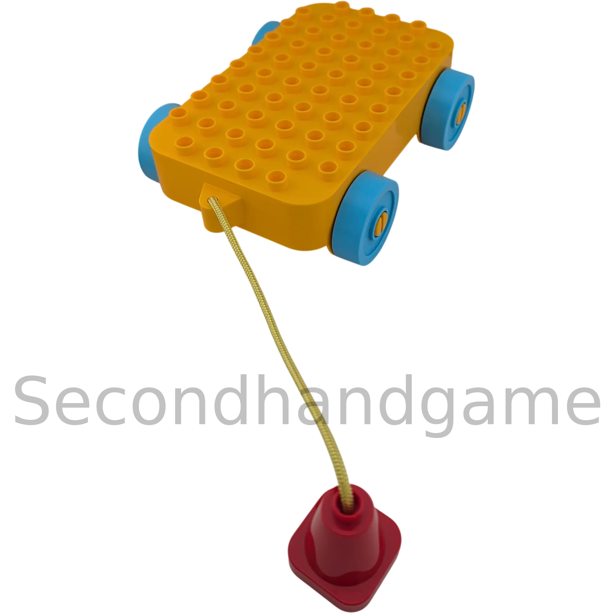 Lego Zaun 6x10 Rollwagen Gelborange mit Blauen Rädern Nachziehwagen