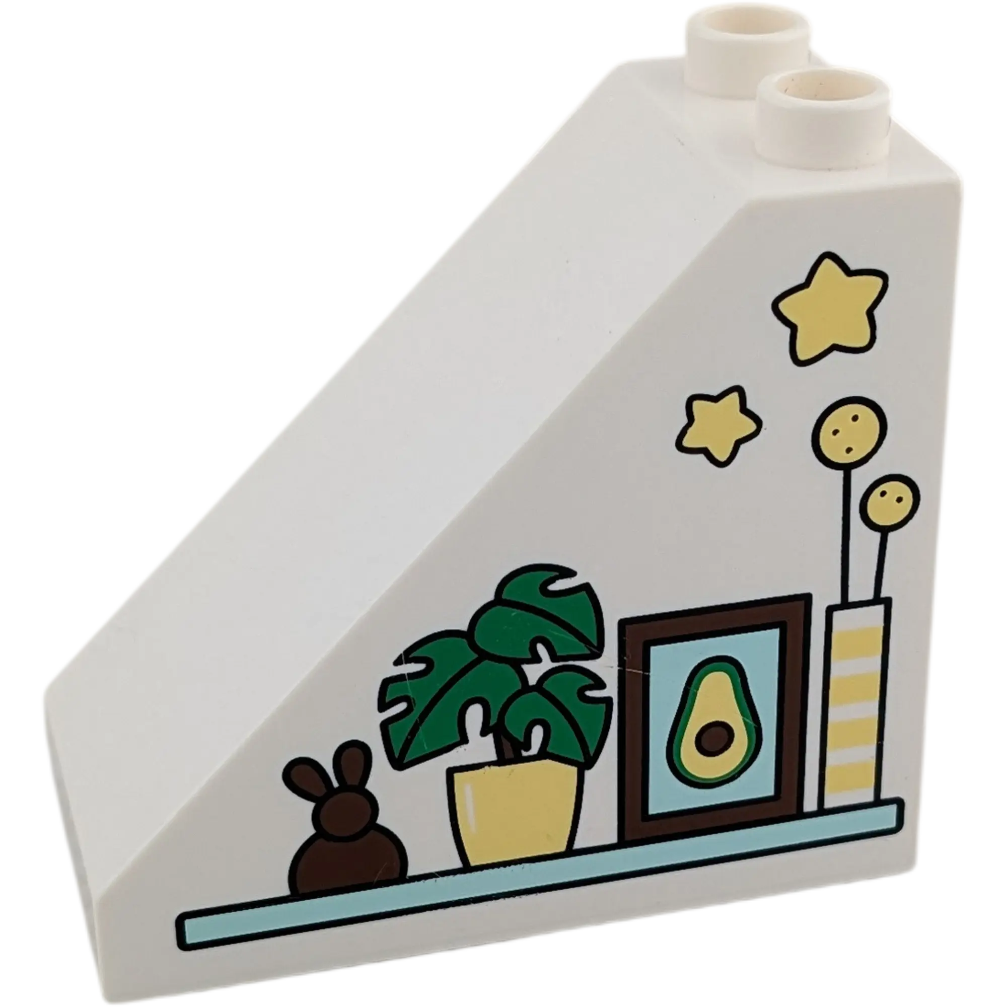 Lego Duplo Dachstein 4x2x3 Weiß mit Hase Pflanze Deko Wohnzimmer