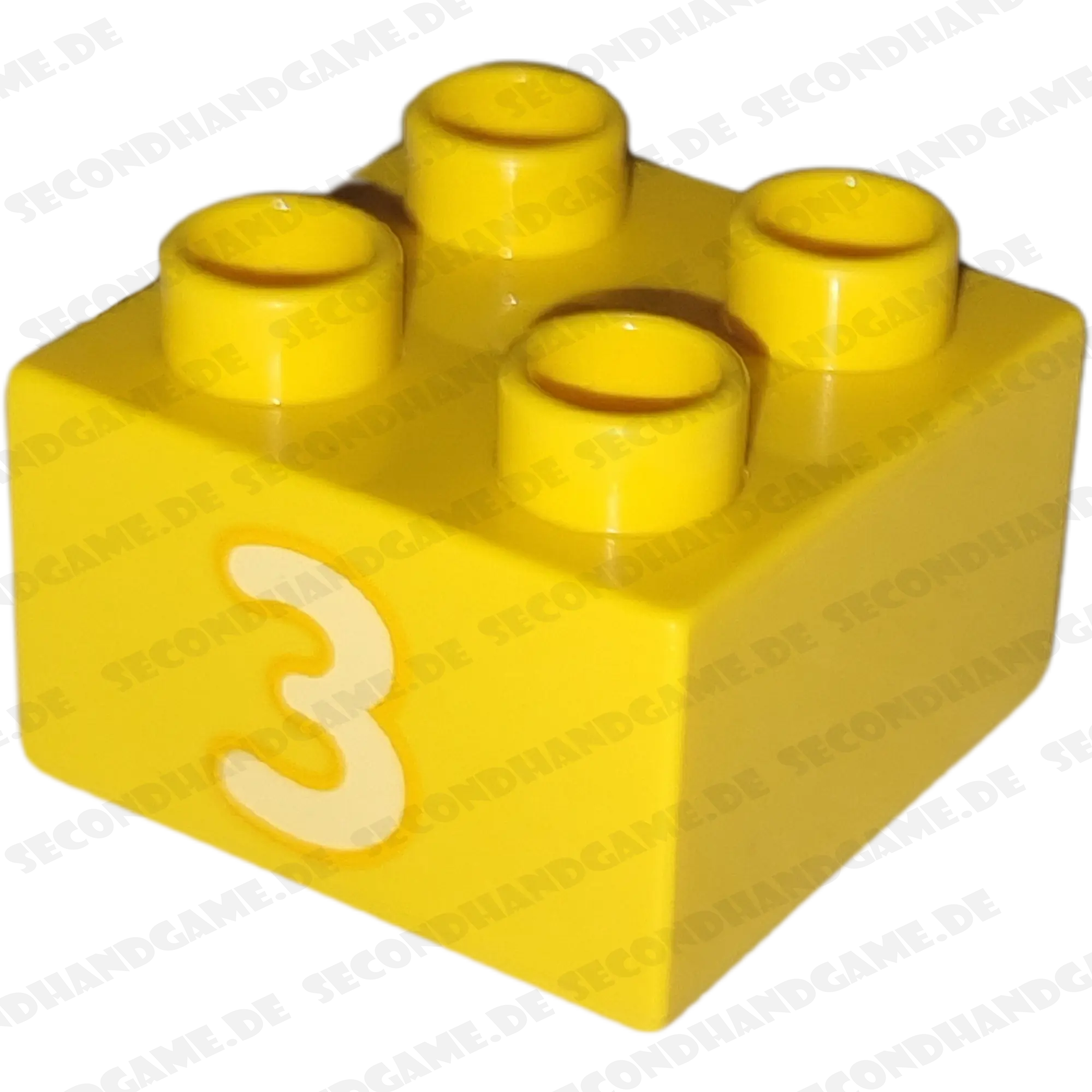Lego Duplo 2x2 Stein Gelb Zahl Drei Weiß 3437