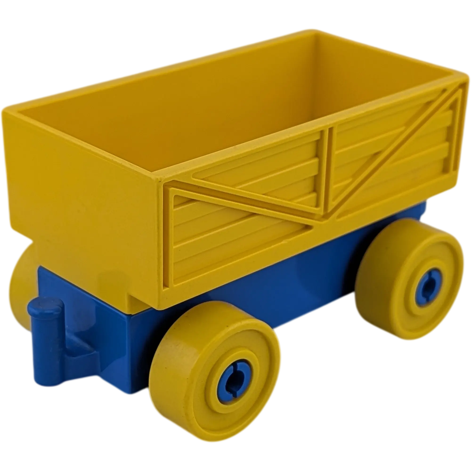Lego Duplo Eisenbahn Güteranhänger Gelb mit blauen Rädern