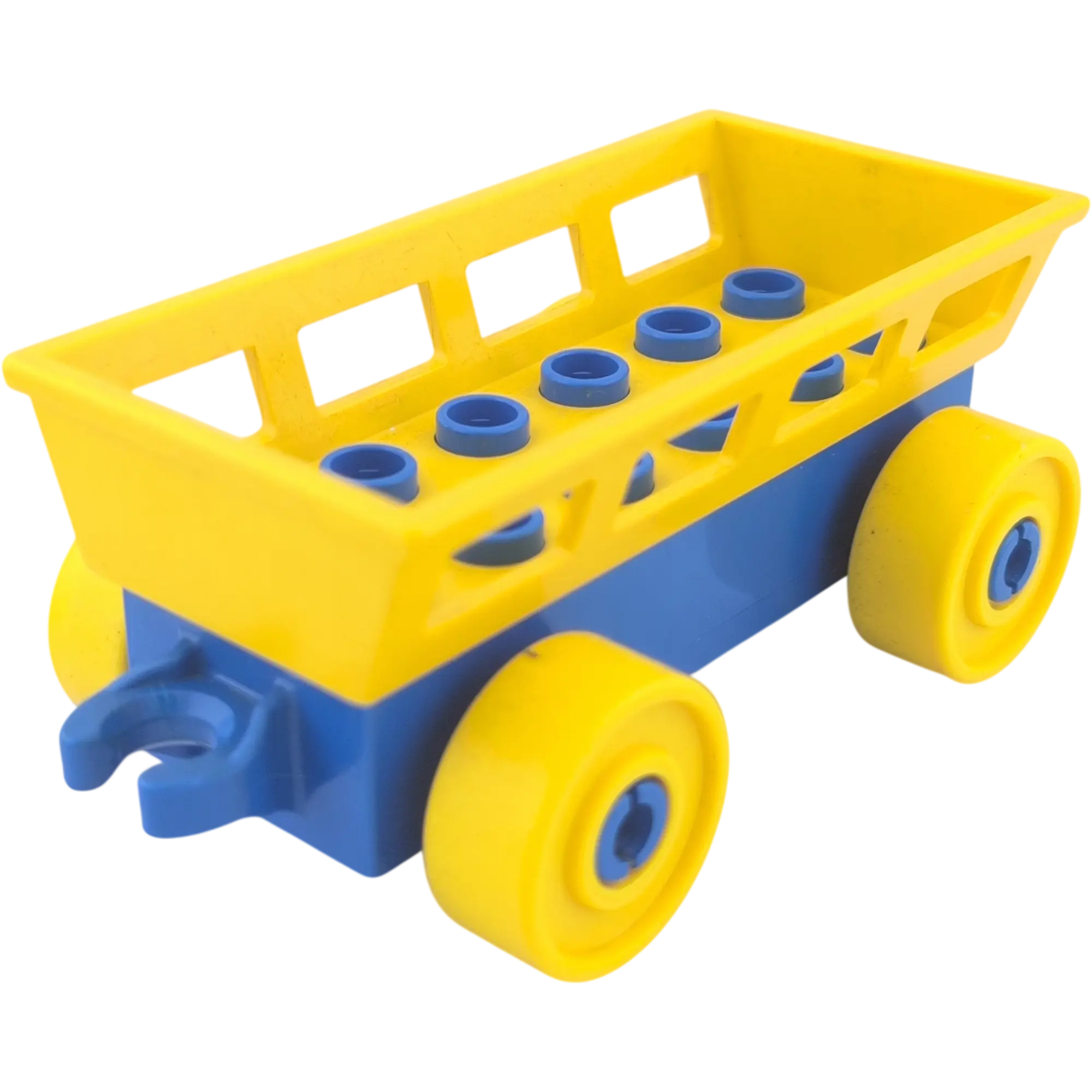 Lego Duplo Eisenbahn Güteranhänger Blau mit gelben Rädern