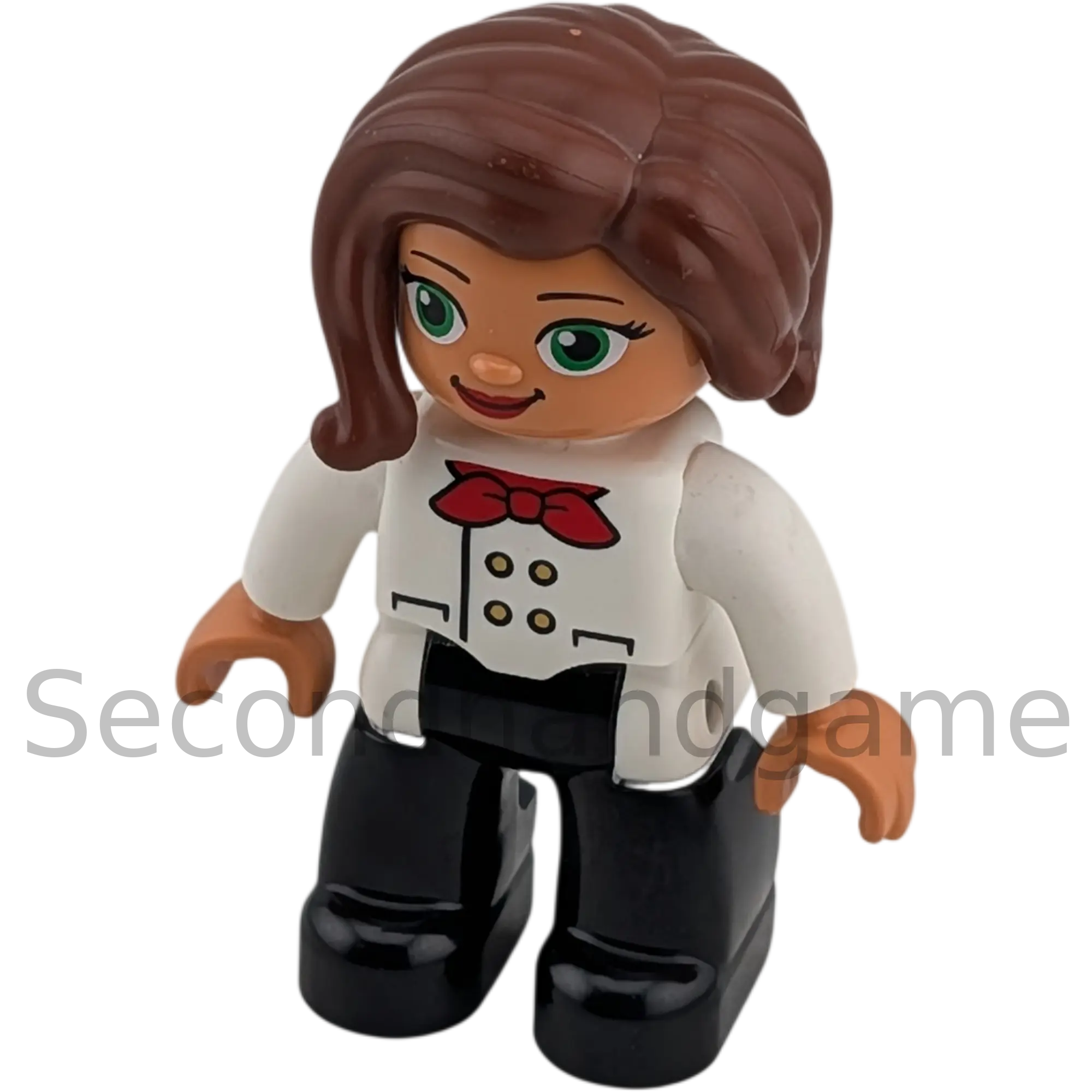Lego Duplo Frau Köchin mit weißer Kochjacke rotem Halstuchlange wellige Haare