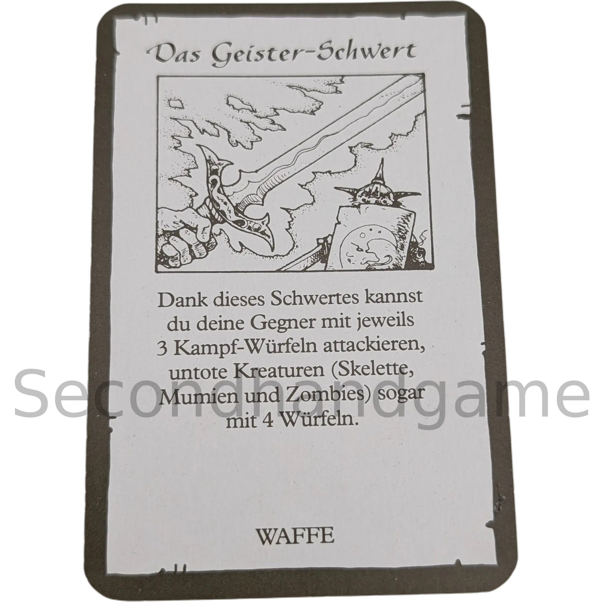 MB Hero Quest Master Beutekarte Waffe Das Geister-Schwert