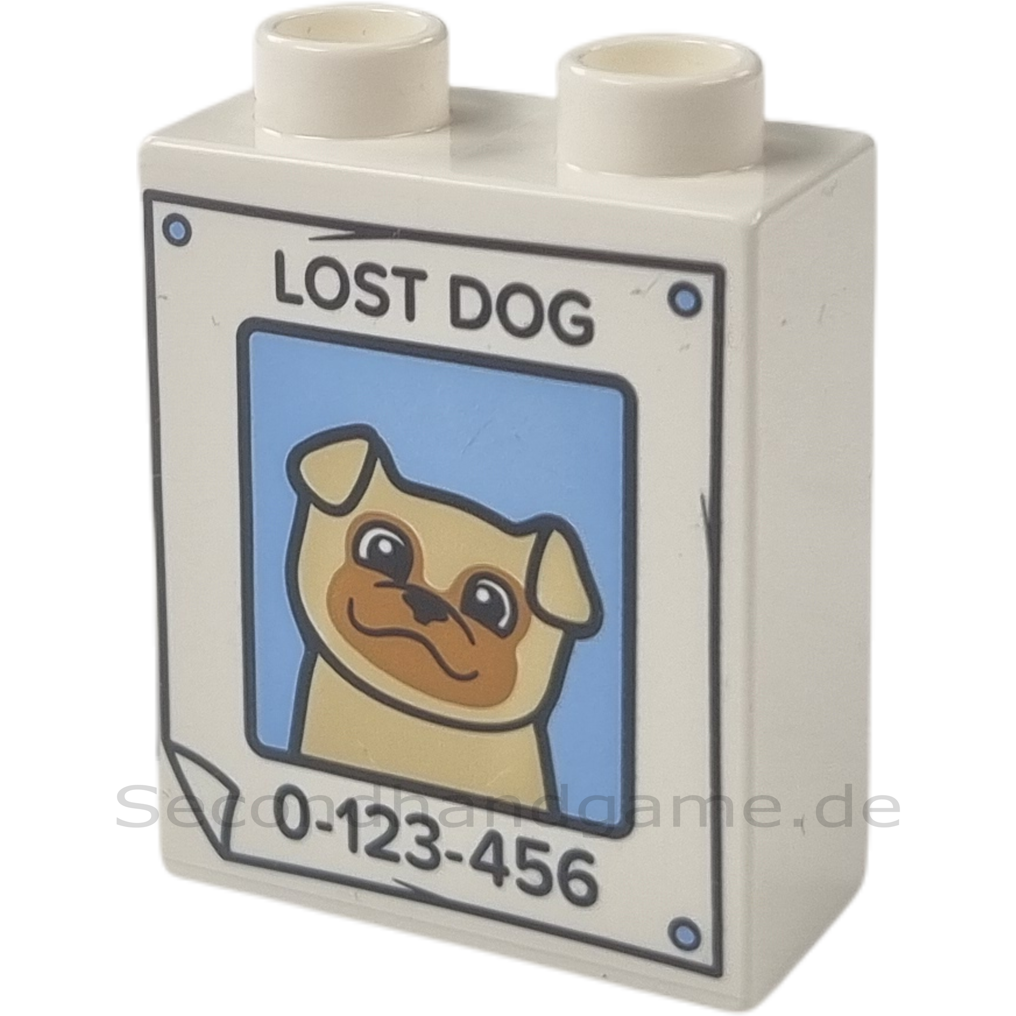 Lego Duplo 1x2 Stein Weiß Plakat Hund vermisst