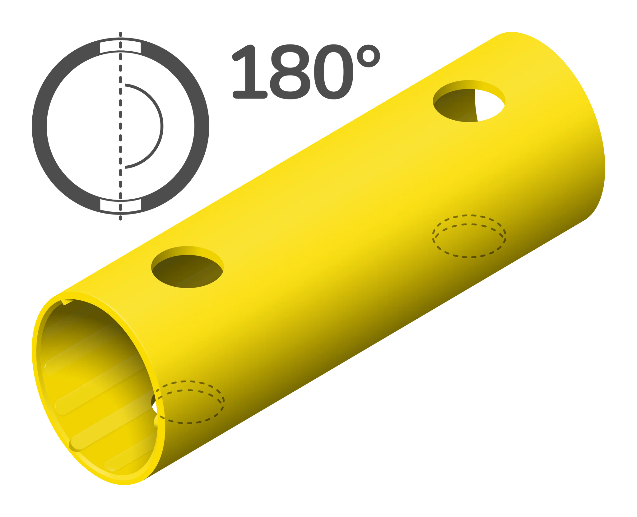 QUADRO Rohr 15cm 180° (4 Löcher) Spezialrohr Gelb