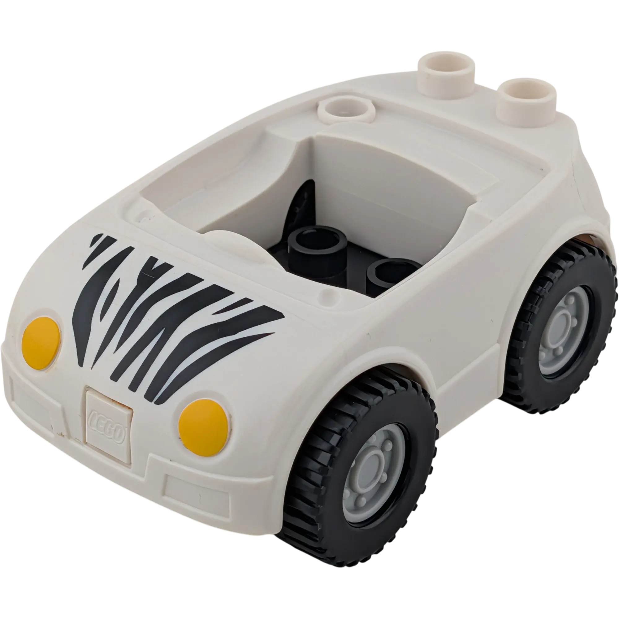 Lego Duplo Auto Tierpfleger mit Zebrastreifen Räder Schwarz Weiß