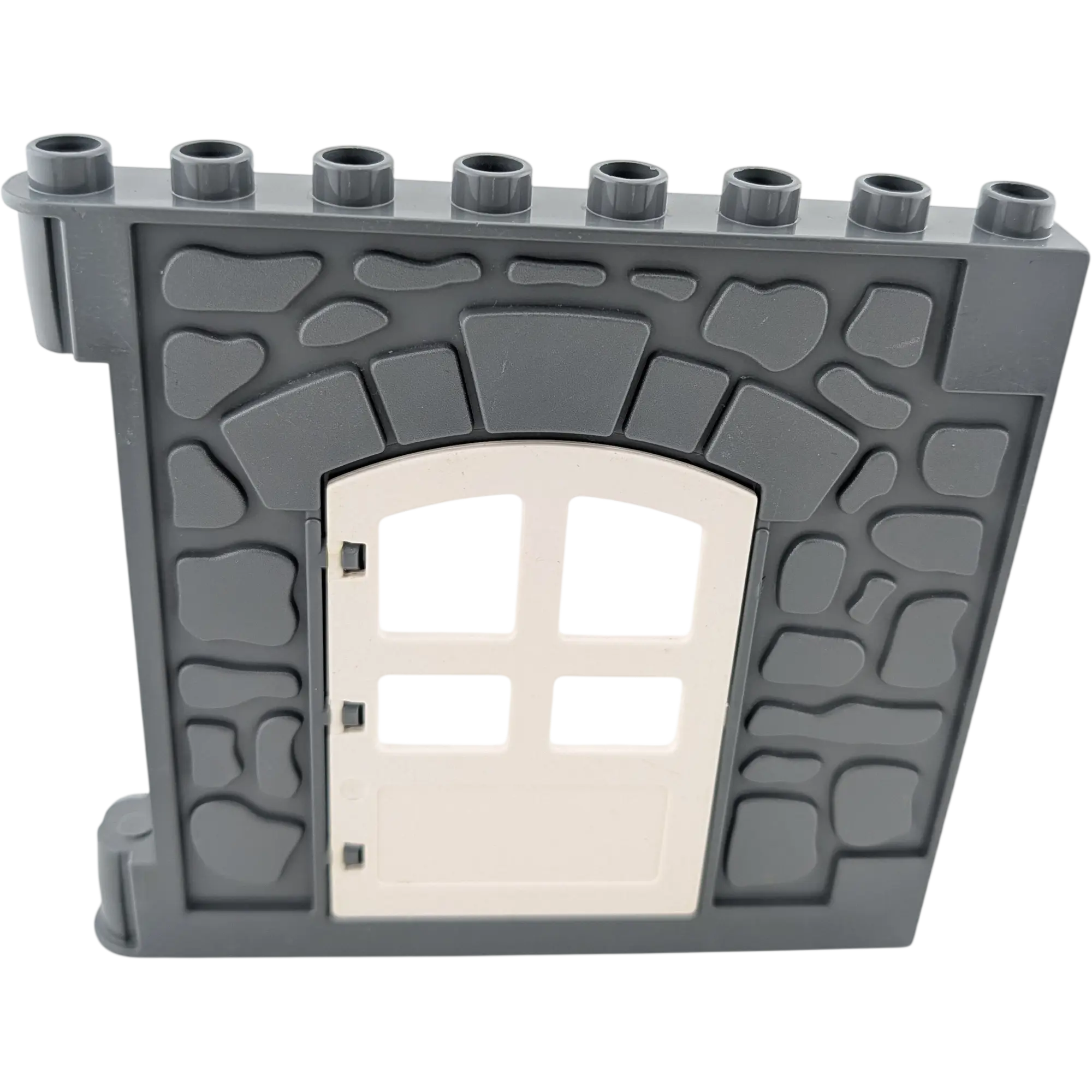 Lego Duplo Hauswand Burg Grau mit Weißer runder Tür