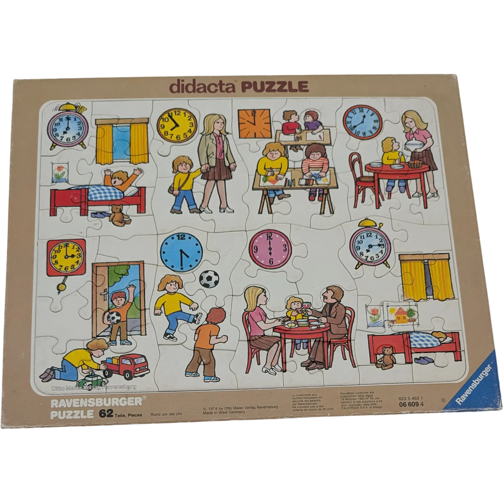 Ravensburger Didacta Rund um die Uhr 62 Teile 62354631 Rahmen Beige